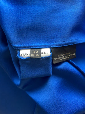 Versace Electric Blue Shirt Dress with Medusa Buckle Belt Size IT 42 (UK 10)