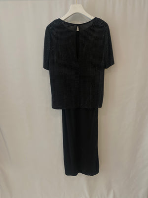 Gucci Black Embellished Short-Sleeved Long Dress Size S (UK 8)