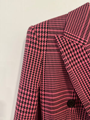 Alexandre Vauthier Pink 
Black Checked Blazer Jacket FR 42 (UK 14)