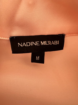 Nadine Merabi Pink Pyjama Shirt Jacket with Feather Details Size M (UK 12)