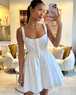 Alaia White Bustier Strap Dress with Pleated Detail Size FR 36 (UK 8)