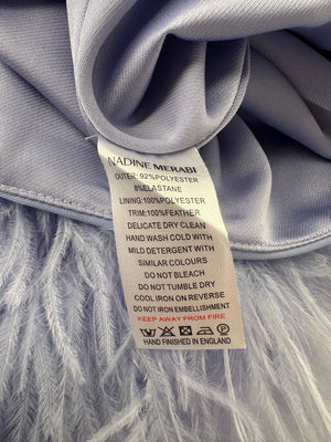 Nadine Merabi Blue Mia Mini Skirt with Feather Trim Size Small (UK 8)