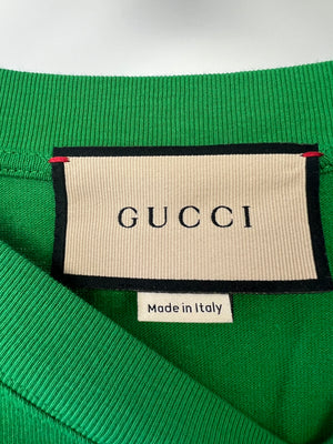 Gucci Menswear Forest Green Over-Sized Short Sleeve T-Shirt with White Lettering Print Size L (UK 40)