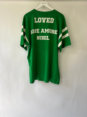 Gucci Menswear Forest Green Over-Sized Short Sleeve T-Shirt with White Lettering Print Size L (UK 40)