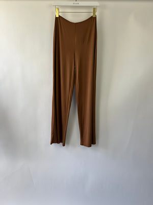 Cult Gaia Tavern-Hued Sateen Jersey Straight Leg Pants Size US 2 (UK 6) RRP £380