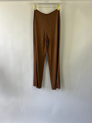 Cult Gaia Tavern-Hued Sateen Jersey Straight Leg Pants Size US 2 (UK 6) RRP £380