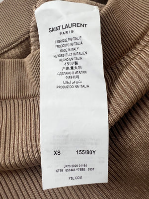 Saint Laurent Camel Ribbed Knit Cycling Shorts Size XS (UK 6)