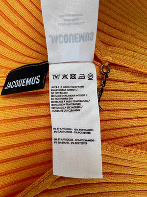 Jacquemus Orange La Maille Pralù Cropped Gold Logo Cardigan FR 34 (UK 6)