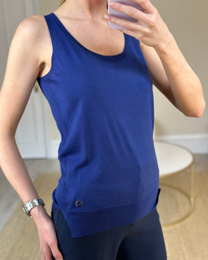 Loro Piana Blue Silk Blend Tank Top Size IT 40 (UK 8)