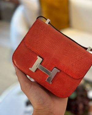 *RARE* Hermès Micro Constance Bag 13cm in Rouge Lizard with Palladium Hardware