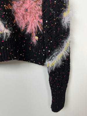 *HOT* Chanel 24Current season Black Knitted Jumper with Sequin 
Palm Tree Details Size FR 38 (UK 10) RRP £4,660