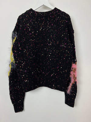 *HOT* Chanel 24Current season Black Knitted Jumper with Sequin 
Palm Tree Details Size FR 38 (UK 10) RRP £4,660