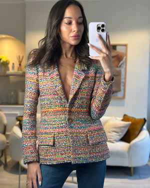 Chanel Resort 2016 Multicolour Tweed Single Breasted Blazer Size FR 34 (UK 6)