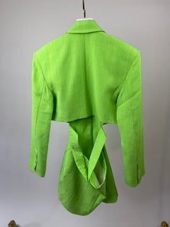 Jacquemus Neon Green 
Le Splash
 Bari Cut-out Tailored Dress FR 40 (UK 12) RRP £1,010