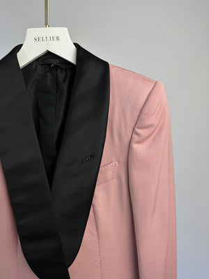 Tom Ford Pink and Black Long-Sleeve Satin Tailored Tuxedo Blazer Size IT 44 (UK 12)