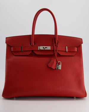 Hermès Birkin Retourne Bag 35cm in Rouge Casaque Epsom Leather with Palladium Hardware