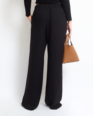 Valentino Garavani Black Elasticated High-Waist Silk Trousers IT 44 (UK 12)