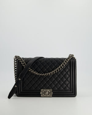 Chanel Black Large Boy Bag in Lambskin Leather with Ruthenium Hardware