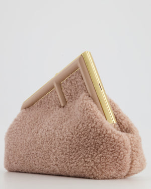 Fendi First Small Dusty Pink Sheepskin Bag with Gold Hardware