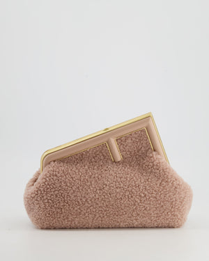 Fendi First Small Dusty Pink Sheepskin Bag with Gold Hardware