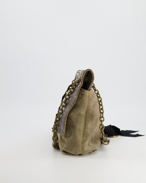 Lanvin Beige Snakeskin Embossed Shoulder Bag with Gold Hardware