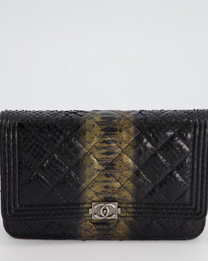 *HOT* Chanel Black and Gold Wallet on Chain Bag in Python with Ruthenium Hardware