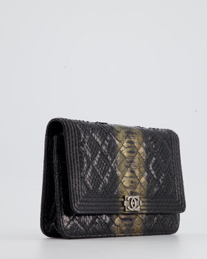 *HOT* Chanel Black and Gold Wallet on Chain Bag in Python with Ruthenium Hardware