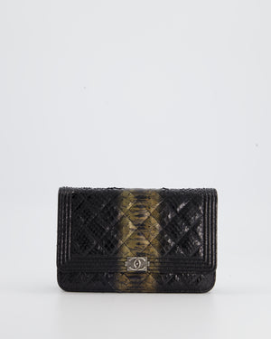 *HOT* Chanel Black and Gold Wallet on Chain Bag in Python with Ruthenium Hardware