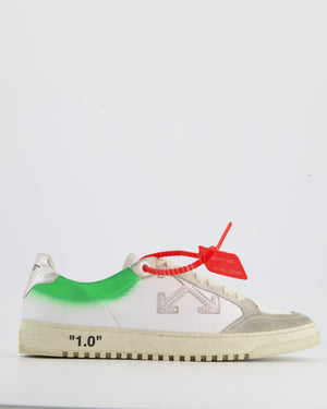 Off-White 2.0 Green and White Leather Trainers with Foil Detail Size EU 42