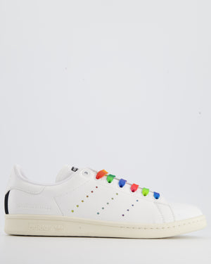 Adidas X Stella McCartney White Stan Smith Trainer with Multi Colour Lace 
Signature Detail Mens Size EU 42.5