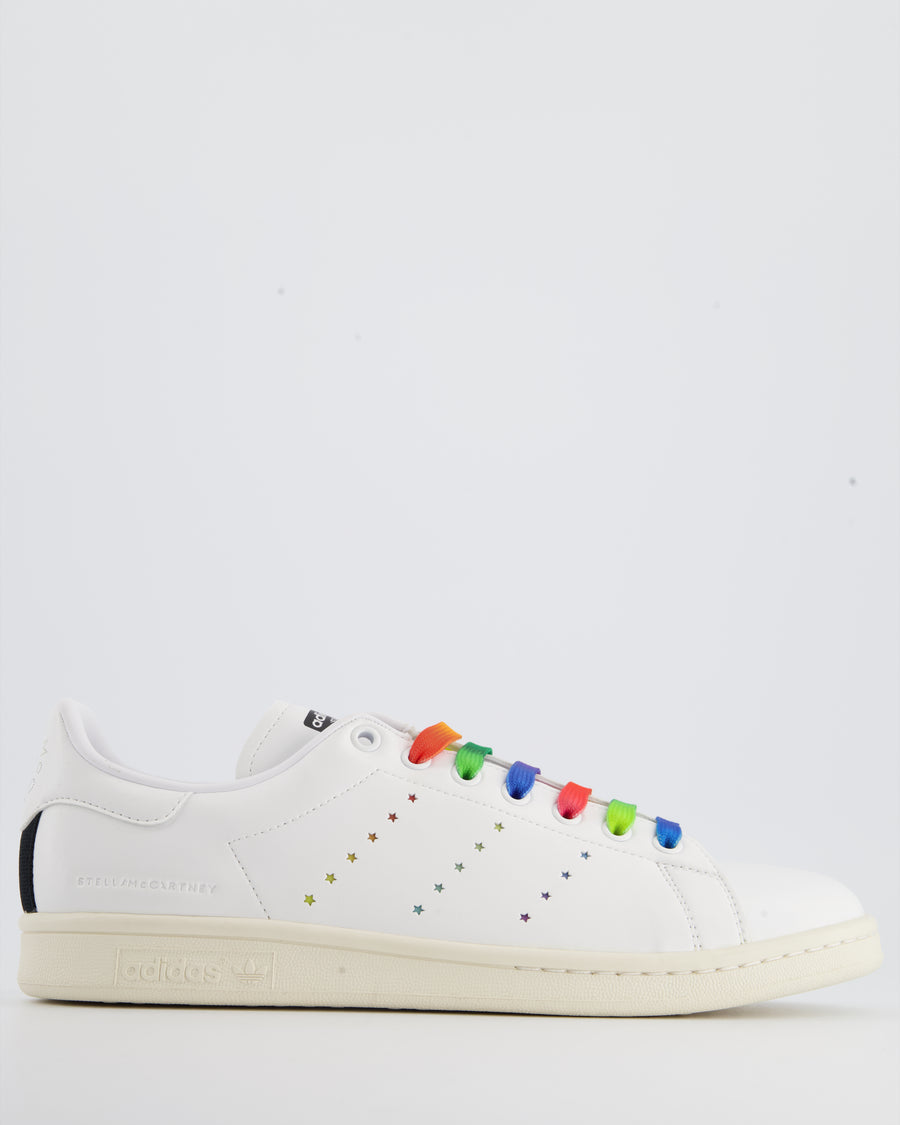 Adidas X Stella McCartney White Stan Smith Trainer with Multi Colour Lace 
Signature Detail Mens Size EU 42.5