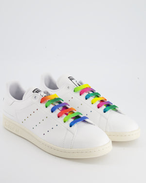 Adidas X Stella McCartney White Stan Smith Trainer with Multi Colour Lace 
Signature Detail Mens Size EU 42.5