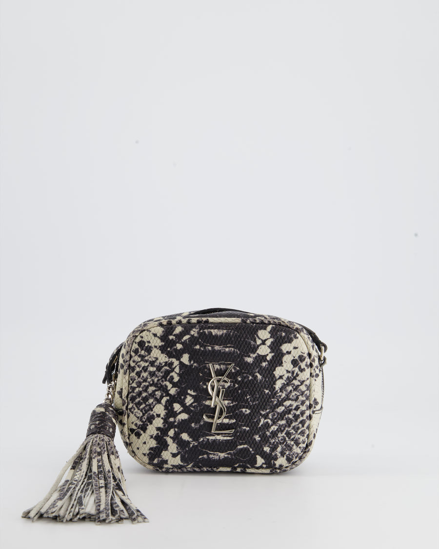 *FIRE PRICE* Saint Laurent Black and White Snake Skin Effect Small Blogger Bag with Silver Hardware