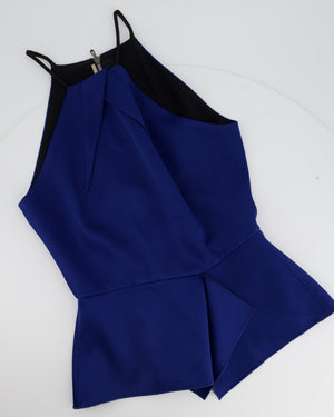 Roland Mouret Electric Blue Gown Long Dress with Vest Zip Top Size UK 8