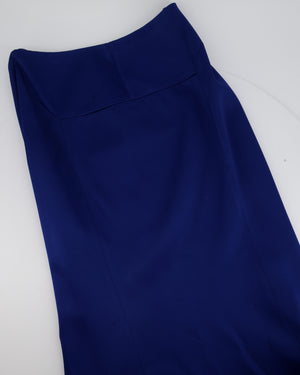 Roland Mouret Electric Blue Gown Long Dress with Vest Zip Top Size UK 8