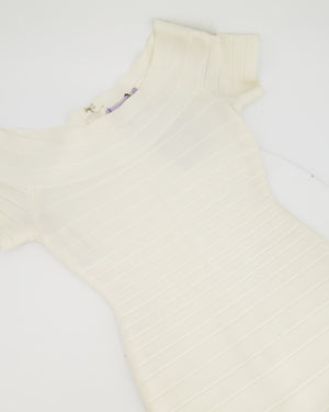 Herve Leger White Knit Bodycon Dress Size XS (UK 6)