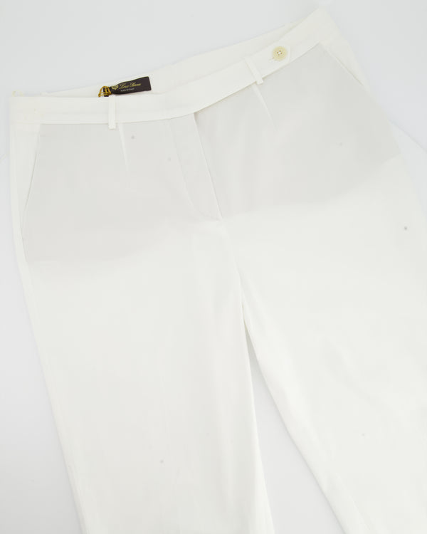 Loro Piana White Cotton Tailored Trousers Size IT 46 (UK 14)