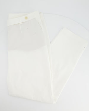 Loro Piana White Cotton Tailored Trousers Size IT 46 (UK 14)