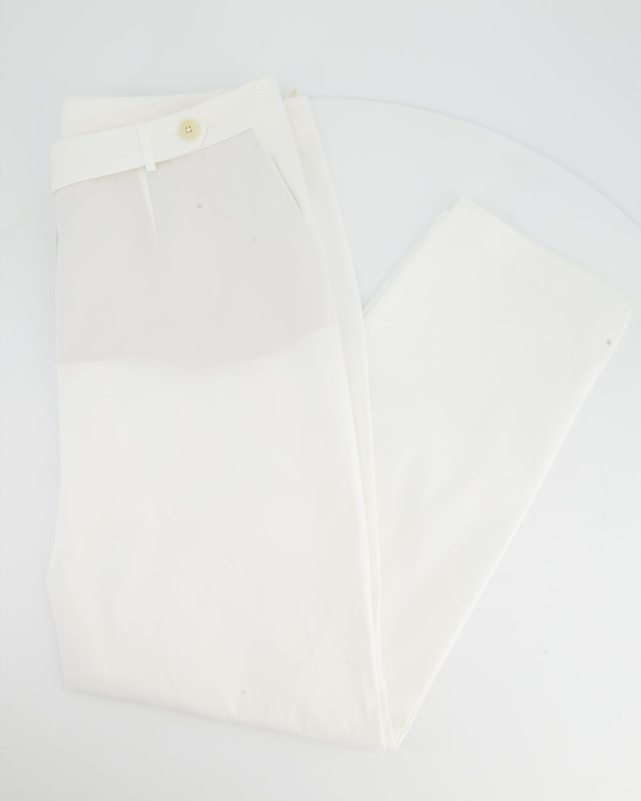 Loro Piana White Cotton Tailored Trousers Size IT 46 (UK 14)