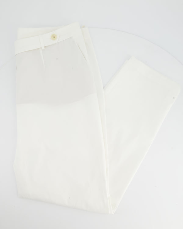 Loro Piana White Cotton Tailored Trousers Size IT 46 (UK 14)