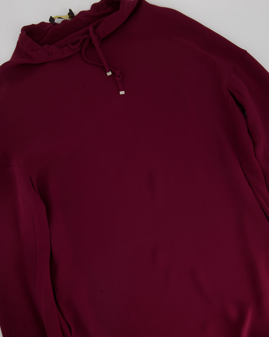 Loro Piana Burgundy Silk Drawstring Tunic Dress