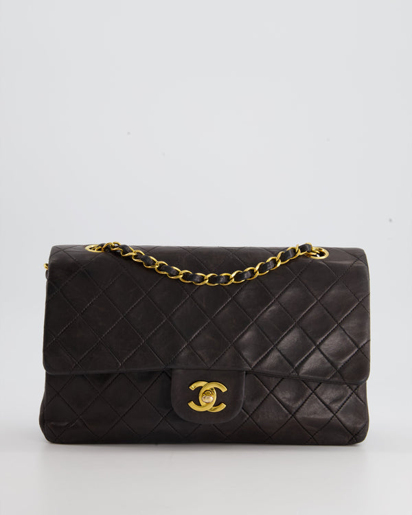 Chanel Vintage Espresso Classic Medium Double Flap in Lambskin with 24K Gold Hardware