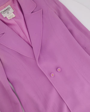 Chanel Vintage 97P Lilac Longline Blazer with CC Button Detail Size FR 38( UK 10)