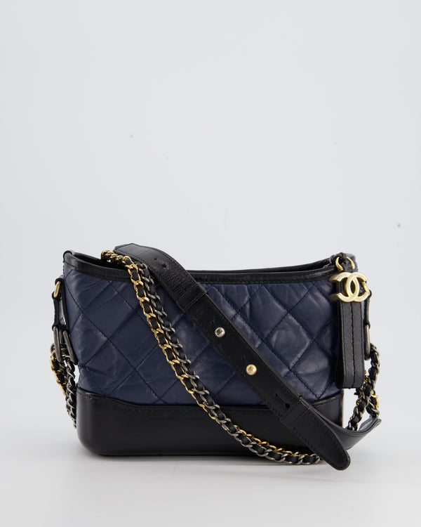 *FIRE PRICE* Chanel Blue 
Black Small Gabrielle Bag in Lambskin Leather with Mixed Hardware