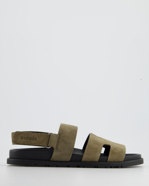 Hermès Dark Green Suede Takara Sandals Size EU 41