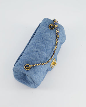 *HOT* Chanel Coco Crush Mini Square Flap Bag in Denim with Brushed Gold Hardware