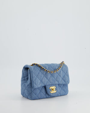 *HOT* Chanel Coco Crush Mini Square Flap Bag in Denim with Brushed Gold Hardware