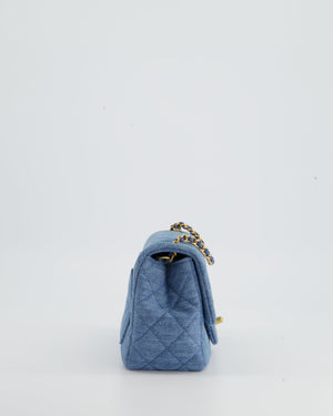 *HOT* Chanel Coco Crush Mini Square Flap Bag in Denim with Brushed Gold Hardware