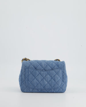 *HOT* Chanel Coco Crush Mini Square Flap Bag in Denim with Brushed Gold Hardware