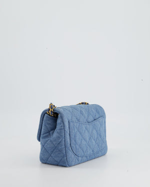 *HOT* Chanel Coco Crush Mini Square Flap Bag in Denim with Brushed Gold Hardware